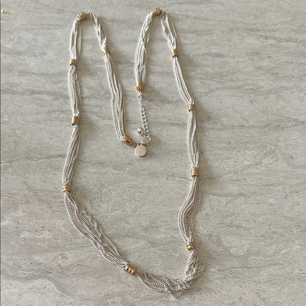 Liz Claiborne Silver and Gold Twisted Necklace
